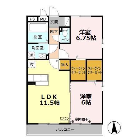 サンライズ中西II(2LDK/3階)の間取り写真