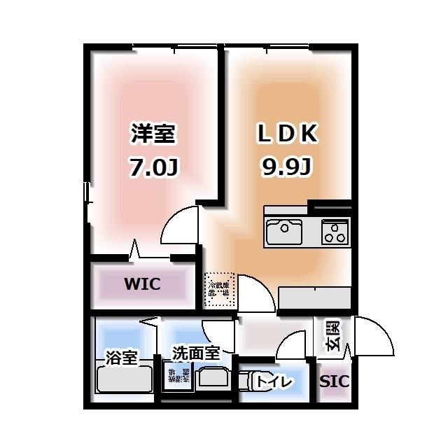 KOMOREBI GARDEN中田本町D(1LDK/1階)の間取り写真