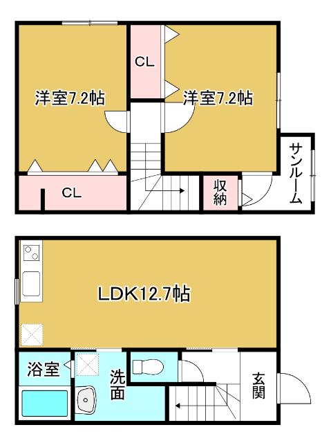 ヴァンクール(2LDK/1階)の間取り写真