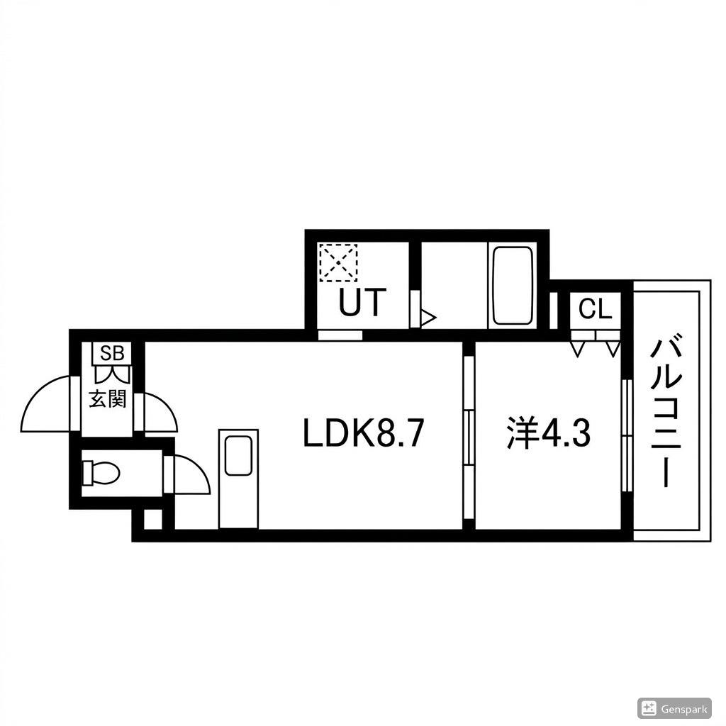 AXIA CITY 神戸松原(1LDK/1階)の間取り写真