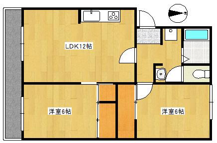グリーンハイツ蜆塚(2LDK/1階)の間取り写真