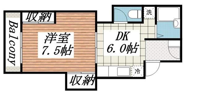 メゾン安田(1DK/2階)の間取り写真