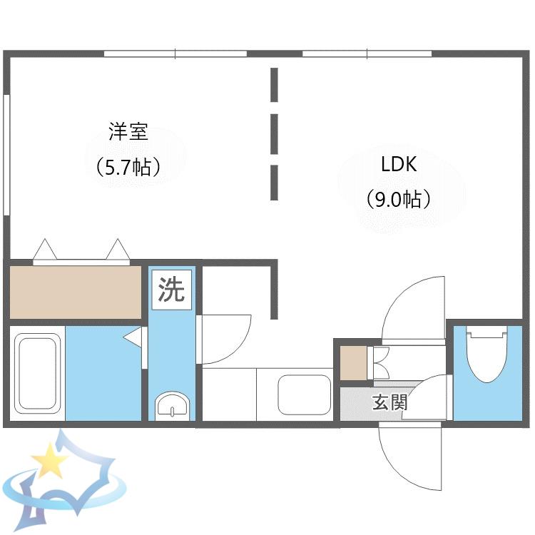 エムプラス山鼻(1LDK/4階)の間取り写真