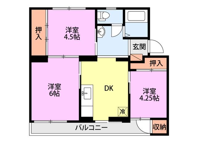 ヴィラナリー新発田(3DK/2階)の間取り写真