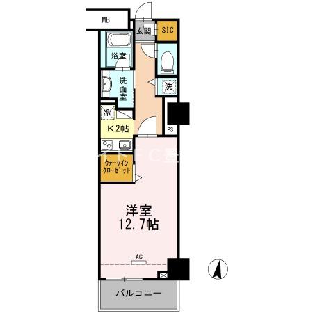 セントラルレジデンス(1K/5階)の間取り写真