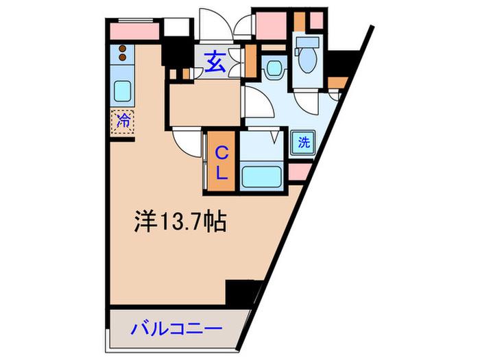 スタイリオ元住吉(ワンルーム/4階)の間取り写真