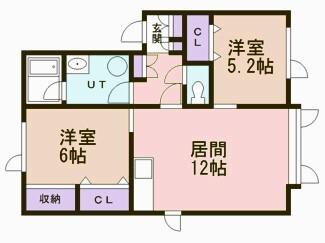 ベルシーヌ鷲別2(2LDK/1階)の間取り写真