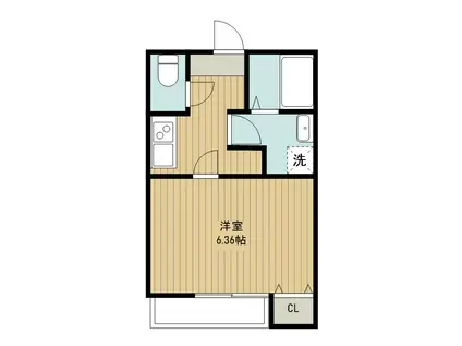 ジーメゾン新狭山ノース(1K/3階)の間取り写真