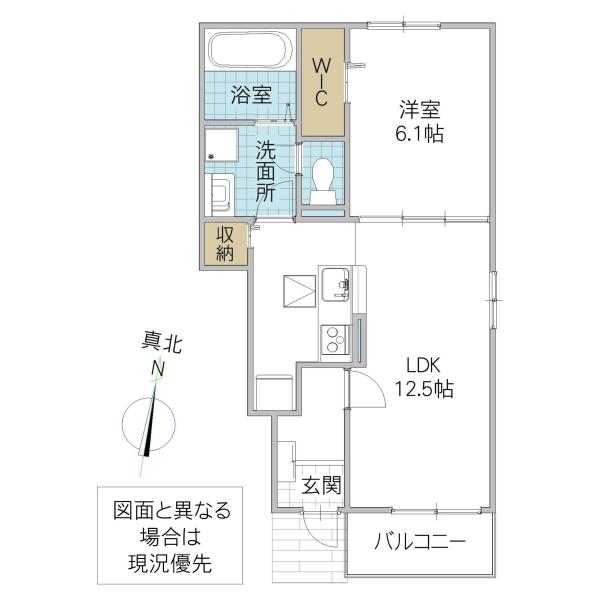 セレーネ藤沢(1LDK/1階)の間取り写真