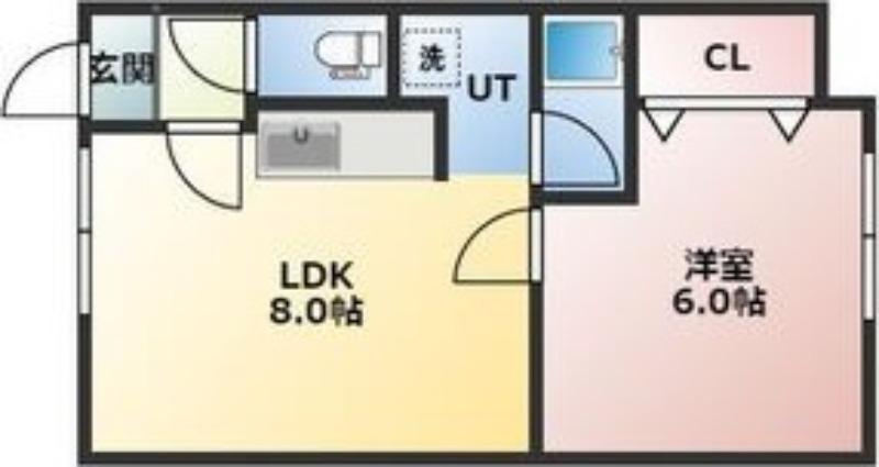 マンション大雪(1LDK/2階)の間取り写真