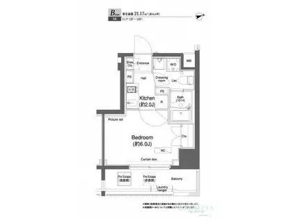 プラウドフラット門前仲町I(1K/10階)の間取り写真