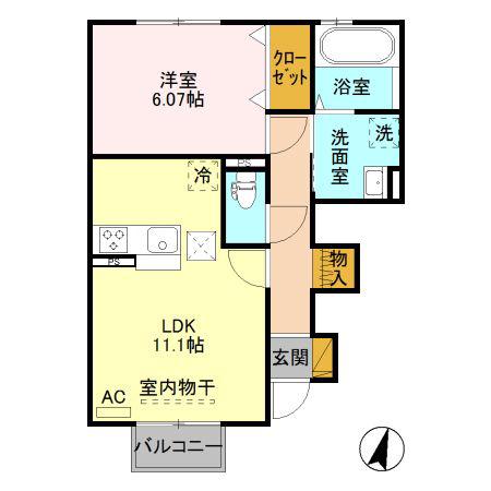 アステール III(1LDK/1階)の間取り写真