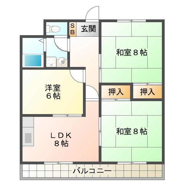 ディアホームズ志とも(3LDK/2階)の間取り写真