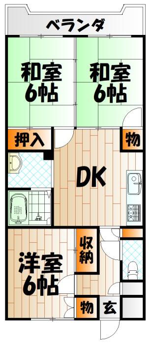 ミリオンコーポラス白百合(3DK/4階)の間取り写真