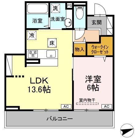グリーン リンクス(1LDK/1階)の間取り写真