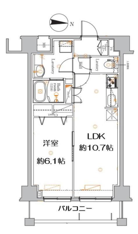 シャルム亀戸(1LDK/5階)の間取り写真
