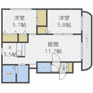 ブルーアイランド(2LDK/3階)の間取り写真