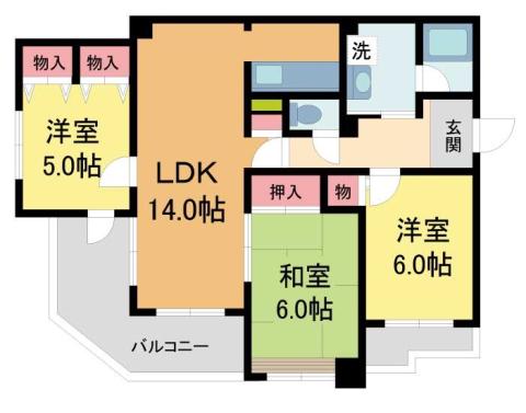 コパン鶴之荘(3LDK/3階)の間取り写真
