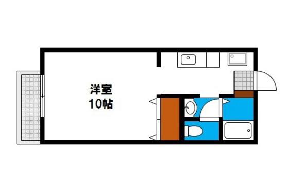 レジデンス西崎 B(1K/2階)の間取り写真