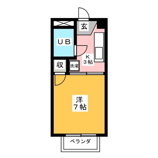 ホワイトベース(1K/2階)の間取り写真