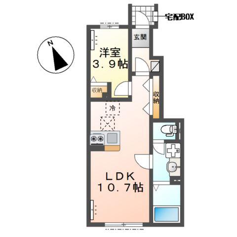 グランドアーク(1LDK/1階)の間取り写真