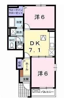 ブライト ヴィラ 2(2DK/1階)の間取り写真