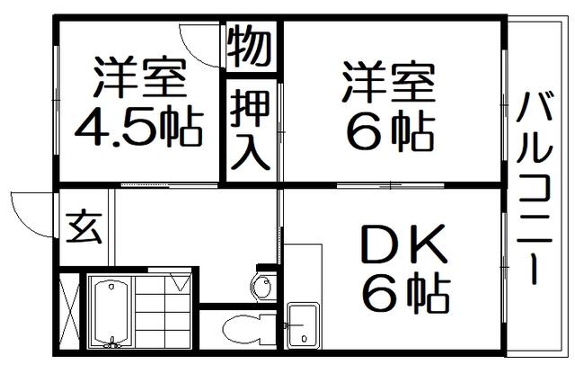 まるき清水(2DK/2階)の間取り写真