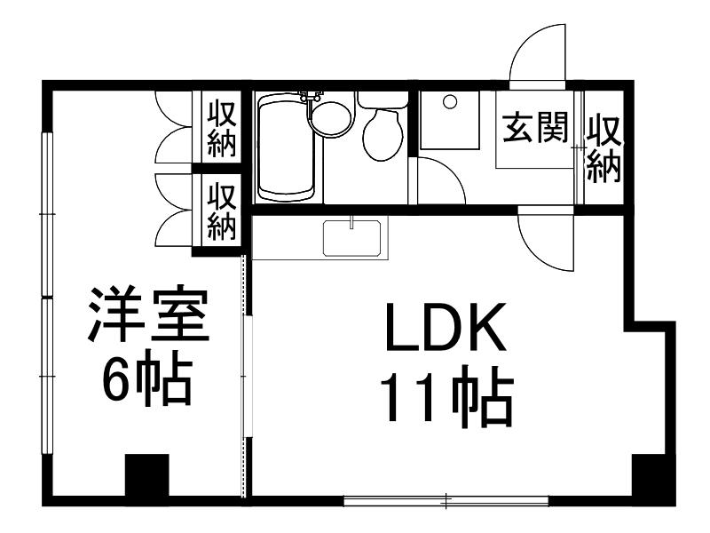 フジモトビル(1LDK/5階)の間取り写真