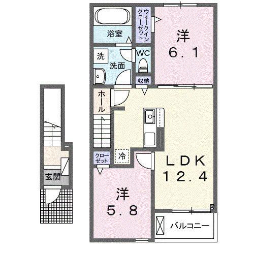アザレアT III(2LDK/2階)の間取り写真