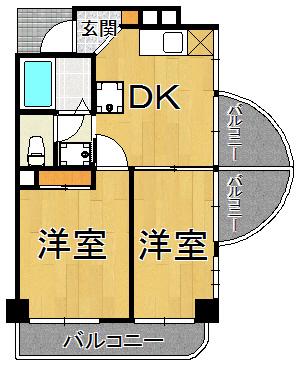 ロングライフ3(2DK/3階)の間取り写真
