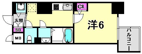 ララプレイス三宮ルミナージュ(1K/13階)の間取り写真