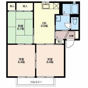 COURT AZERIA A(3DK/2階)の間取り写真