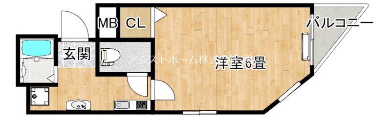 フレ大小路(1K/4階)の間取り写真