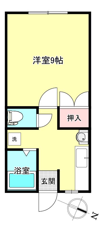 本荘ロイヤルコートB(1K/2階)の間取り写真