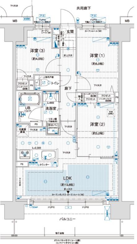 エスリード大津におの浜セントラル(3LDK/12階)の間取り写真