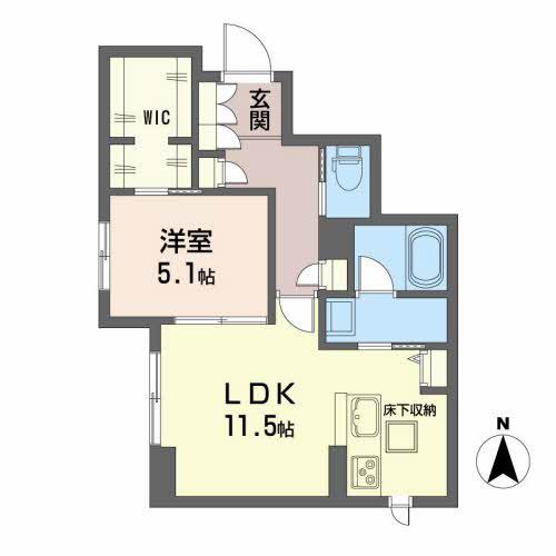 プレミアス長町(1LDK/1階)の間取り写真