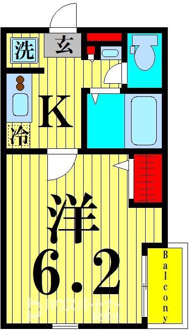 グランクオール西綾瀬1丁目(1K/2階)の間取り写真
