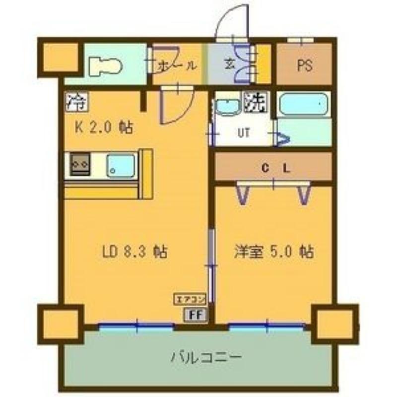 サンコート本通ガーデンヒルズ(1LDK/7階)の間取り写真