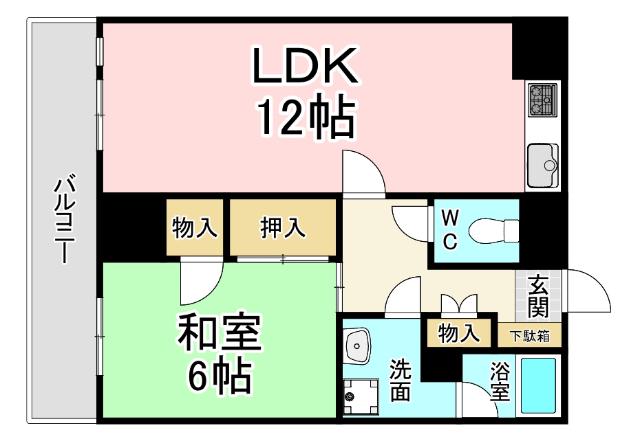 アンビエント小倉B棟(1LDK/14階)の間取り写真