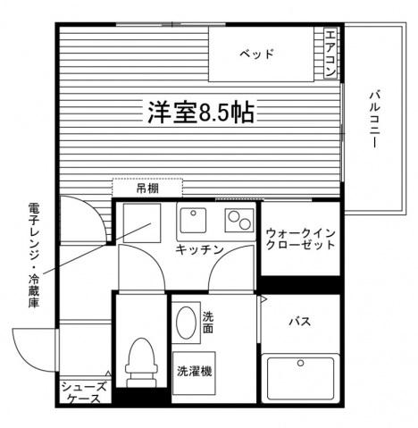 アーバンハイツEDOブリッジ(1K/1階)の間取り写真