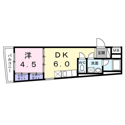 ブルー パレット 新宿中落合(1DK/2階)の間取り写真