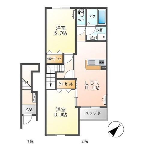 シンフォニーヒルズ(2LDK/2階)の間取り写真
