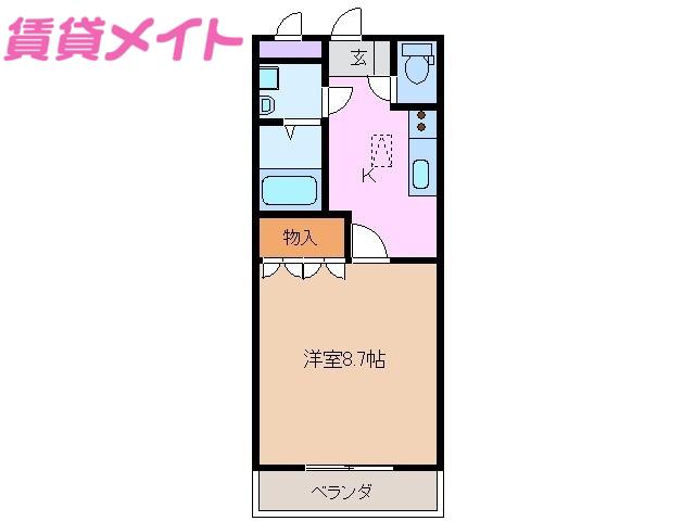 近鉄鈴鹿線 三日市駅 徒歩8分 2階建 築20年(1K/1階)の間取り写真