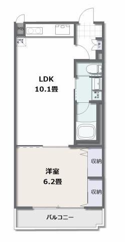 ピアコートB(1LDK/2階)の間取り写真