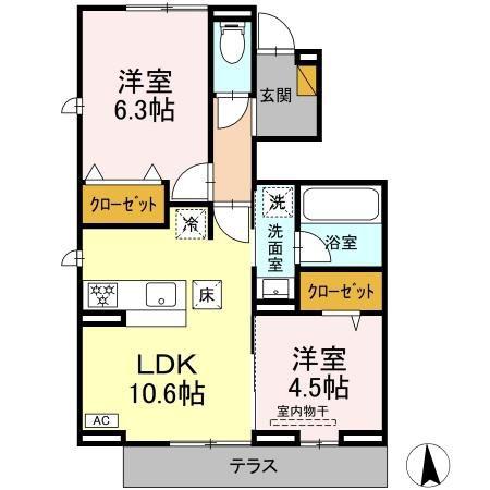 リッシュセゾン E(2LDK/1階)の間取り写真