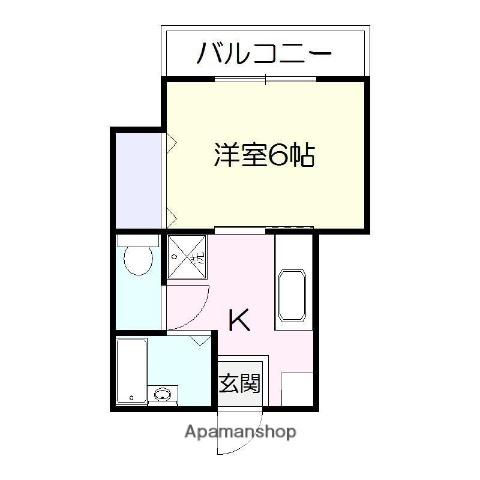草牟田ハイツ(1K/3階)の間取り写真