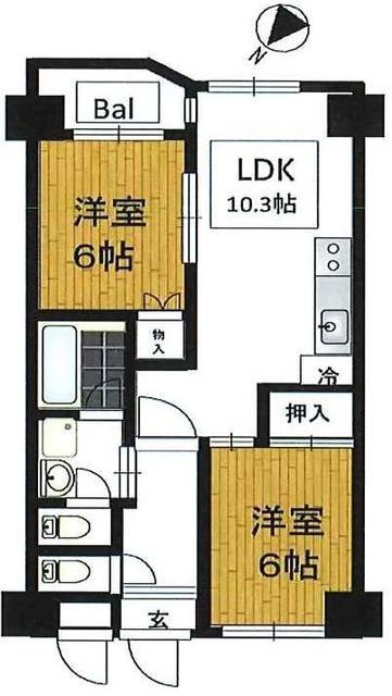 サンフレアサクマ15(2LDK/8階)の間取り写真