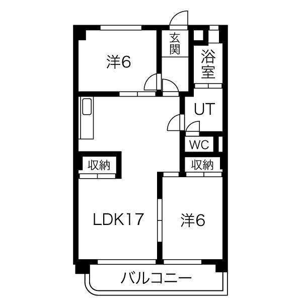 ロイヤルマンション丁田(2LDK/3階)の間取り写真