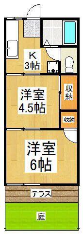 ティーパレス(2K/1階)の間取り写真
