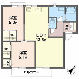 ニューライフ・越智(2LDK/2階)の間取り写真